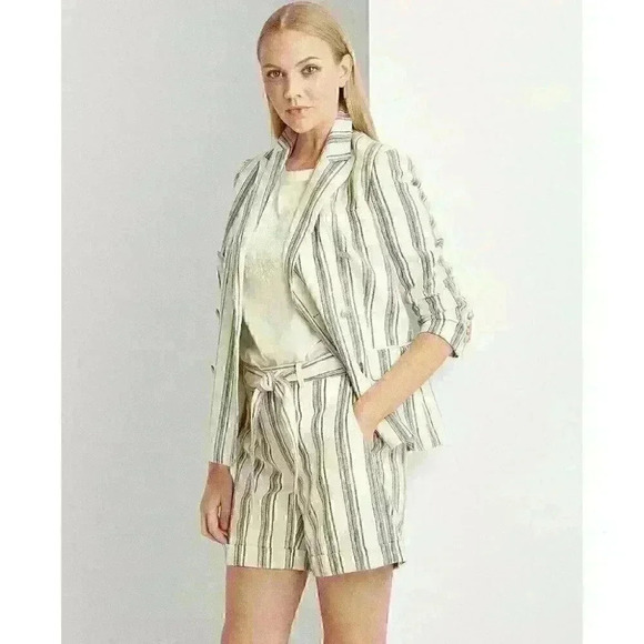 NEW Lauren Ralph Lauren Women’s 12 Striped Linen Twill Blazer NWT $265 - Picture 2 of 4
